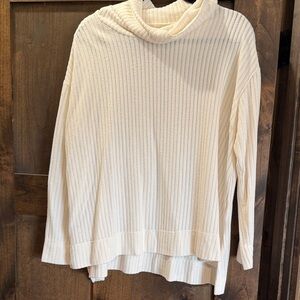 Maeve Cream Ribbed Cowl Neck Sweater